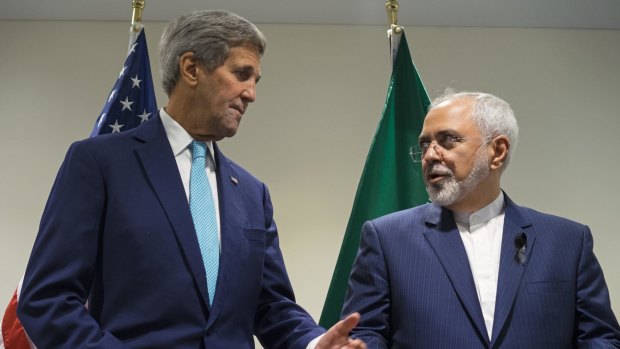 US Secretary of State John Kerry meets with Iranian Foreign Minister Mohammad Javad Zarif at United Nations headquarters in September. 