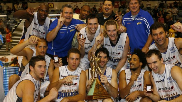 Glory days: Brisbane Bullets celebrate their grand final win in 2007.