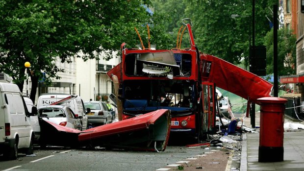The bus destroyed by a bomb in London on July 7, 2005. 