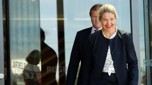 Top qualifier: Suzanne Young approaches her first press conference as chief operating officer of the NRL.