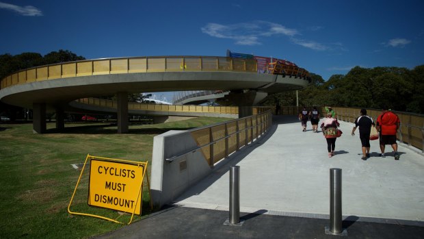 The $38 million Tibby Cotter Bridge over Anzac Parade.