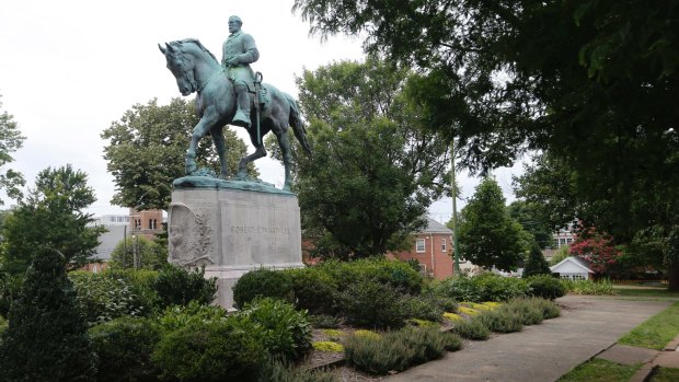 The statue of Confederate general Lee in Charlottesville, Virginia.