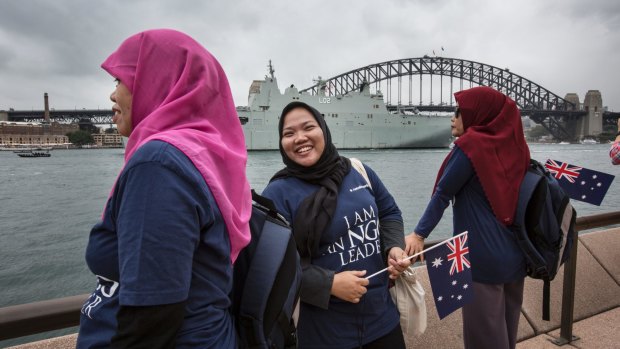 Indonesian students in Sydney on Australia Day this year. Australia is the most popular study destination for Indonesian students.
