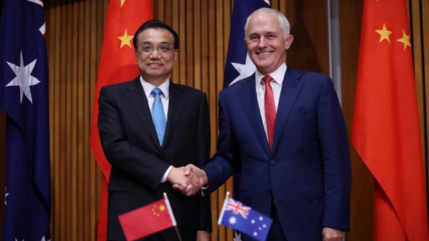 Premier Li Keqiang and Prime Minister Malcolm Turnbull in March.