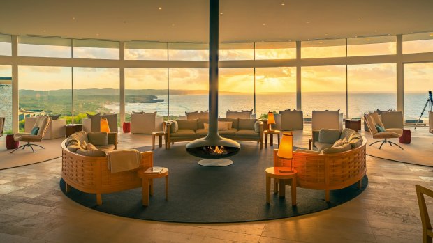 The Great Room at Southern Ocean Lodge is a soothing space where you can watch the pounding seas.
