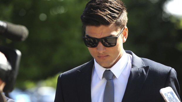 Jordan Sharma leaves the ACT Magistrates Court earlier this year.