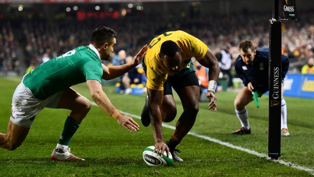 Wasetful: Wallabies centre Tevita Kuridrani scored one try against Ireland but failed to capitalise on other opportunities.
