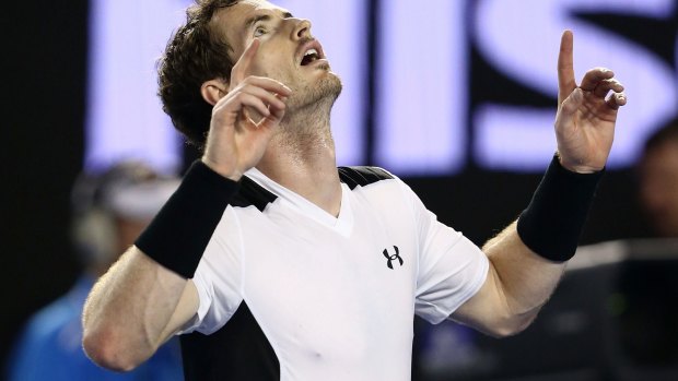 On top: Andy Murray celebrates his hard-fought quarter-final win over David Ferrer.