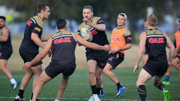 Bryce Cartwright in action at Penrith Panthers training on Tuesday.
