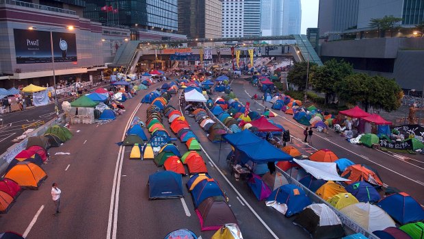 Tents outside the main government complex in the city on Thursday.