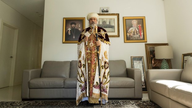 Bishop Daniel, leader of the Coptic Orthodox church in Australia, pictured at his home in Peakhurst, Sydney.