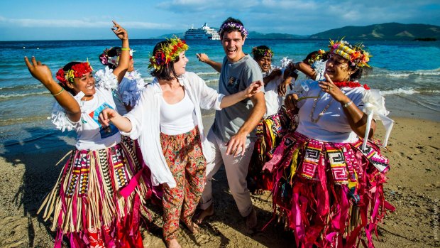 Captain Cook Cruises visits Kioa Island, Fiji.