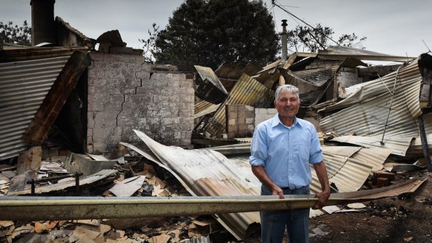 Frank Bonatesta returns to his property, which was destroyed in the Indigo Valley fire.