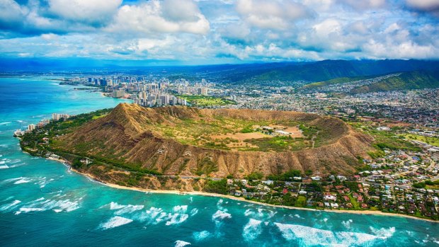 Diamond Head is the most dominant landform on the Waikiki coastline.