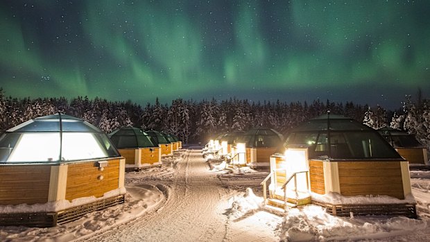 The Arctic Snow Hotel  features glass igloos.