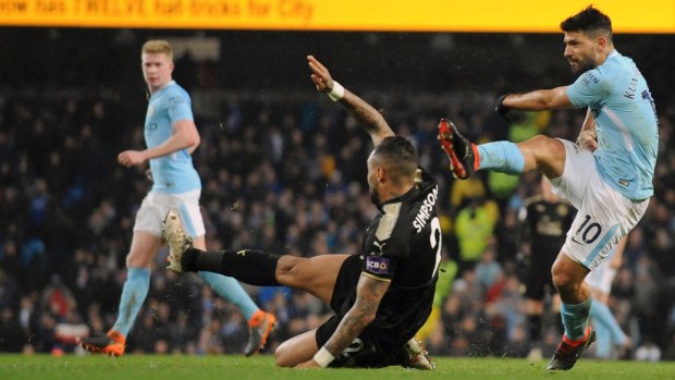 Another one: Sergio Aguero scored four of Man City's five goals.