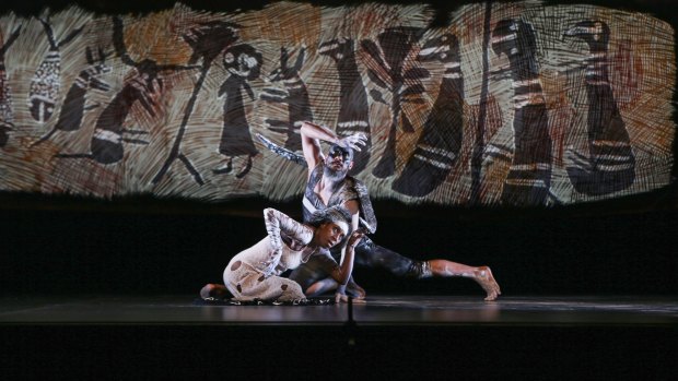 Elma Kris and Waangenga Blanco in Bangarra Dance Theatre's Nyapanyapa, part of its triple bill <i>Our land, people stories</i>.