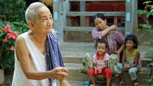 Three generations: A grandmother and her family in Angkor Ban village.