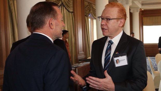 Then prime minister Tony Abbott attended a business breakfast with Anthony Pratt at the Taj Mahal Palace hotel in Mumbai.