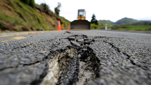 Large cracks in Highway 7 following a 7.5 magnitude earthquake in November.