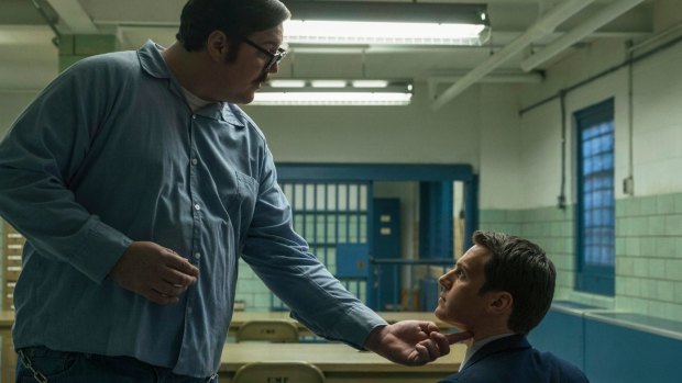 Cameron Britton (left) and Jonathan Groff in <i>Mindhunter</i>.