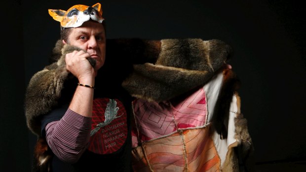 ''I love the idea of taking a cultural object and ‘queering’ it,’’ says Peter Waples-Crowe of his rainbow possum skin cloak.