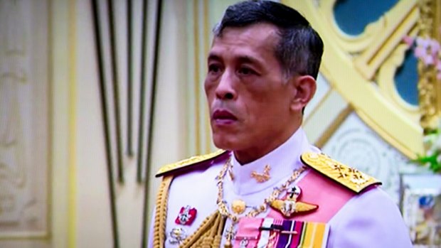 Thailand's new King Rama X at the Grand Palace in Bangkok on Thursday.