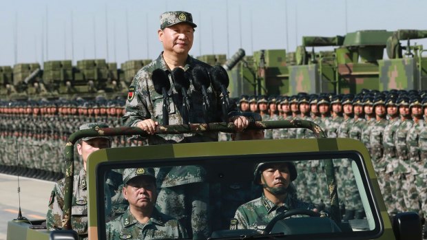 Chinese President Xi Jinping inspects the parade.