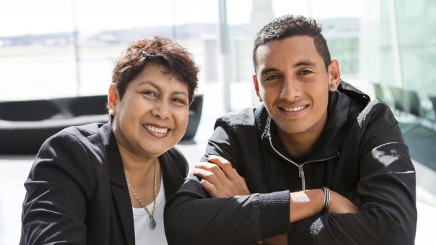 Nick Kyrgios with his mother Nill in their hometown of Canberra.