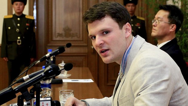 Otto Warmbier pictured last year in Pyongyang.