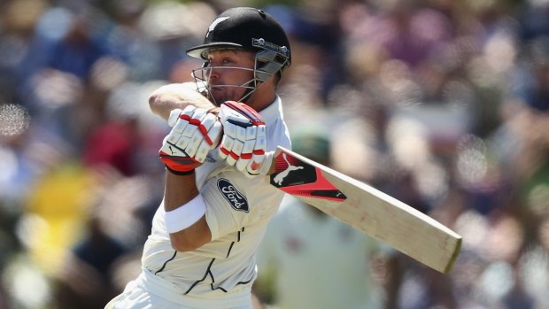 Hitting out: Brendon McCullum hammered the Australian bowling.