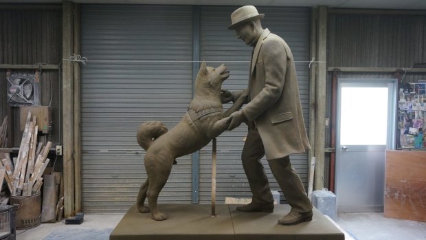 Man's best friend: The new statue of Hachiko and Professor Hidesamuro Ueno, to be unveiled at the University of Tokyo.