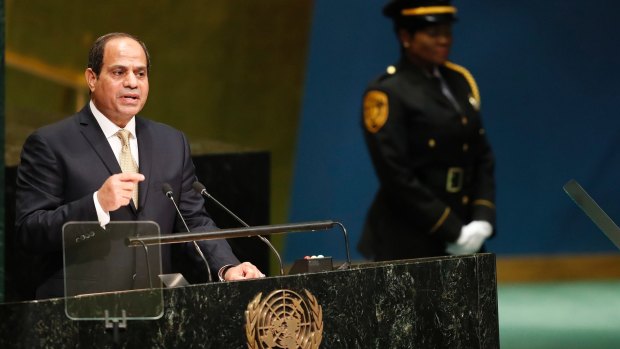 Egyptian President Abdel Fattah al-Sisi  addressing the UN General Assembly in September.