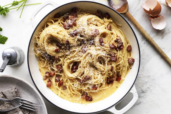 Spaghetti carbonara.