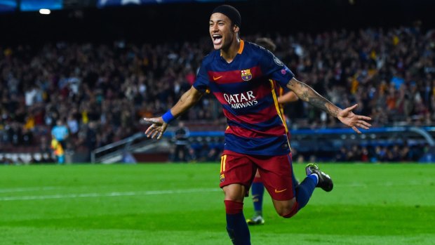 Stunning strike: Barcelona's Neymar.