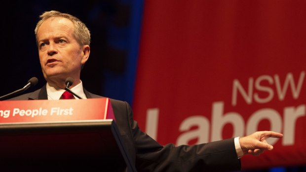 Bill Shorten speaking at the NSW ALP Conference at Sydney's Town Hall on Saturday.