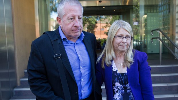 Matthew Leveson's parents, Faye and Mark Leveson, outside the Coroner's Court last year.