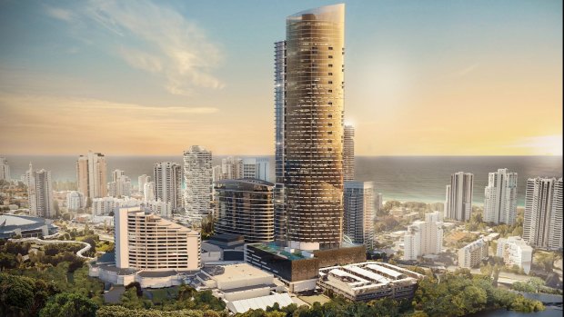 An artist's impression of the new tower to soar at the revamped Gold Coast casino.