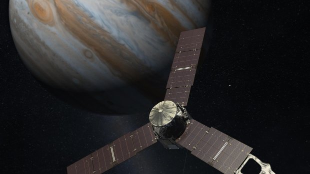 An artist's impression of Juno above Jupiter. 