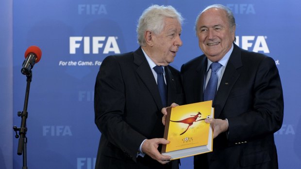 'We made mistakes': FFA chairman Frank Lowy with FIFA president Sepp Blatter in 2010. 