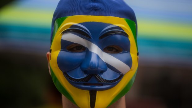 Protesters demand the removal of President Dilma Rousseff on Sunday in Sao Paulo.