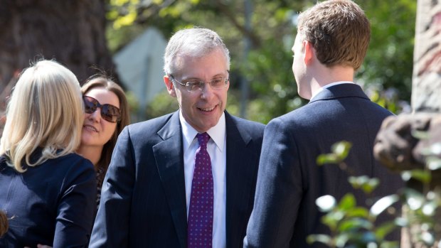 Warwick Fairfax arrives at the funeral of his mother, Lady (Mary) Fairfax, in Darling Point, Sydney, on Friday.