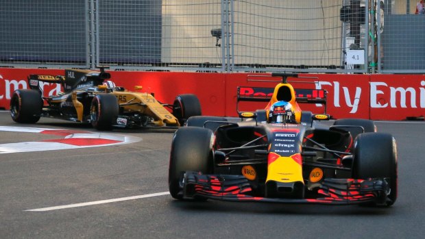 Red Bull's Daniel Ricciardo on his way to victory in the Azerbaijan Grand Prix.