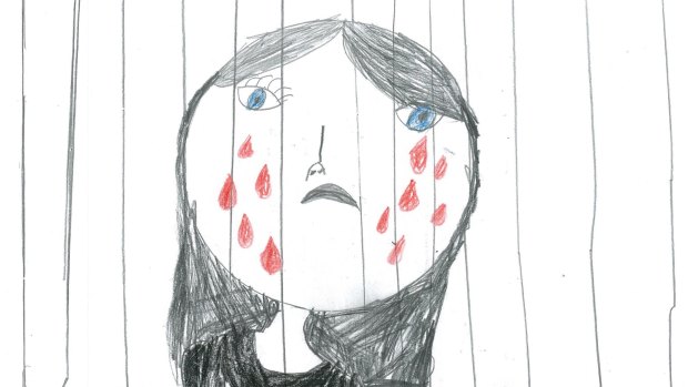 A drawing done by a child being held in detention.