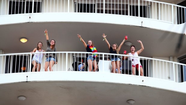 There have been suggestions hotels should close balconies during schoolies' week.