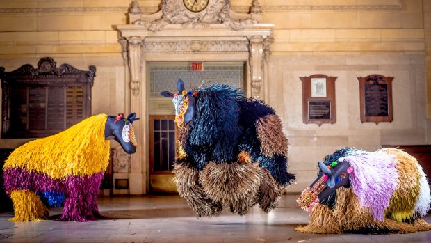 Artist Nick Cave's dancing animals from his <i>Heard</i> exhibition.