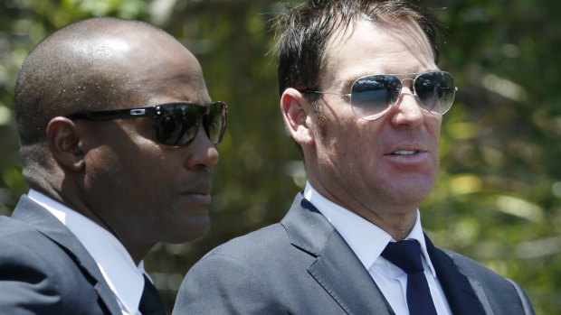 Cricketing greats Brian Lara and Shane Warne.