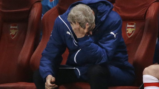 Arsenal manager Arsene Wenger shows his frustration.