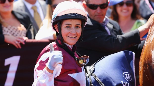 Thumbs up: Michelle Payne's contribution to the Cup carnival will not be forgotten