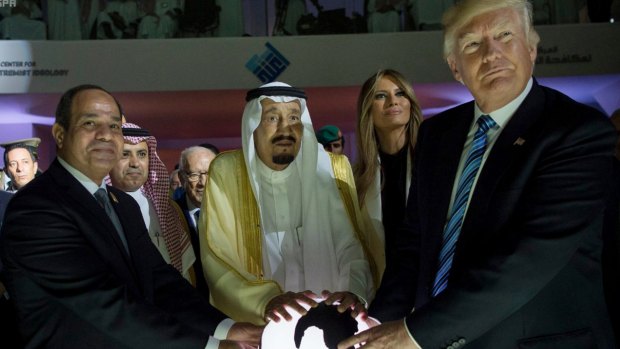 Egyptian President Abdel Fattah al-Sisi, Saudi King Salman and President Donald Trump in Riyadh.